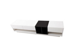 Abrihome Modern High-Gloss Tv Cabinet - White & Black Color-Blocking Design With Multi-Storage - thumbnail 6