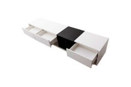 Abrihome Modern High-Gloss Tv Cabinet - White & Black Color-Blocking Design With Multi-Storage - thumbnail 7