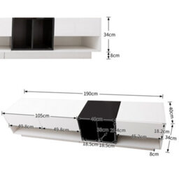 Abrihome Modern High-Gloss Tv Cabinet - White & Black Color-Blocking Design With Multi-Storage - thumbnail 3