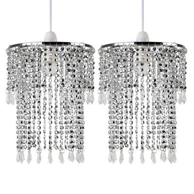 Valuelights Silver Ceiling Pendant Droplets Shade And B22 Gls Led 10W Warm White 3000K Bulb - image 1