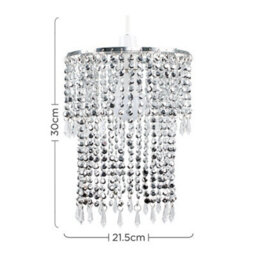 Valuelights Silver Ceiling Pendant Droplets Shade And B22 Gls Led 10W Warm White 3000K Bulb - thumbnail 7