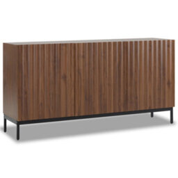 Matteo 150Cm Dark Oak Effect Sideboard, Wavy 3D Design, 3 Push-To-Open Doors, Adjustable Shelves & Anti-Tip Safety - thumbnail 7