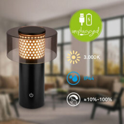 Briloner Gold Black Led Table Lamp Rechargeable Light Dimmable Cordless Outdoor 3000K Warm White - thumbnail 3