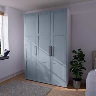 Atomia Modern Matt Dusk Blue 2 Drawer Tall Triple Wardrobe (H)2247mm (W)1000mm (D)580mm - image 1