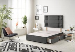 Somnior Beds Somnior Flexby Tweed Charcoal Divan Bed Base With 2 Drawers And Headboard - Small Single - thumbnail 1