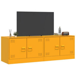 Berkfield Tv Cabinets 2 Pcs Mustard Yellow 67X39X44 Cm Steel - thumbnail 4