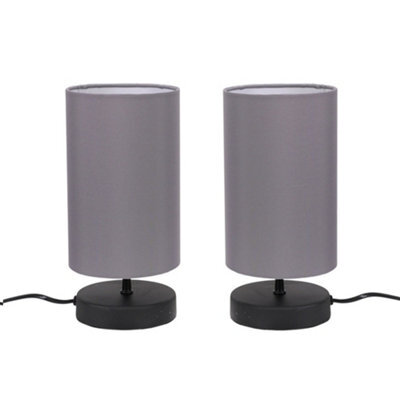 Valuelights Francis Pair Of Black Touch Table Lamps With Grey Shade - image 1
