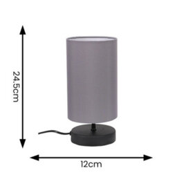 Valuelights Francis Pair Of Black Touch Table Lamps With Grey Shade - thumbnail 6