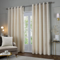 Paoletti Jupiter Chenille Jacquard Eyelet Curtain Pair Ivory/gold (W)229Cmx (D)137Cm - thumbnail 2