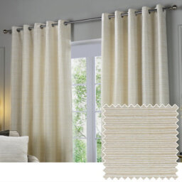 Paoletti Jupiter Chenille Jacquard Eyelet Curtain Pair Ivory/gold (W)229Cmx (D)137Cm