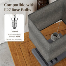 Homcom Table Lamp With 3 Slots, Bedside Lamp With Solid Wood Base, Grey - thumbnail 6