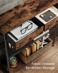 LEDREM Narrow Console Table With 2 Fabric Drawers, 3-Tier Entryway Sofa Table, 24 X 76 X 80 Cm, For Hallway, Living Room - thumbnail 3
