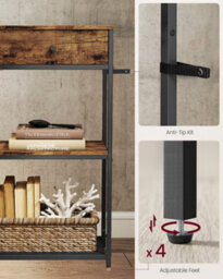 LEDREM Narrow Console Table With 2 Fabric Drawers, 3-Tier Entryway Sofa Table, 24 X 76 X 80 Cm, For Hallway, Living Room - thumbnail 5