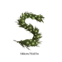 Amorly 6Ft Christmas Norfolk Pine Garland With Lights Christmas Garland Decorations, For Mantle Table Fireplace Home Winter Party Decor - thumbnail 8