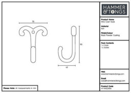 Hammer and Tongs Hammer & Tongs Wire Coat Hook - W70mm X H90mm - Black - thumbnail 4