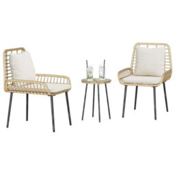 Berkfield Garden Dining Set 3 Pcs Brown, Black, Cream 35 X 35 X 45 Cm - thumbnail 3