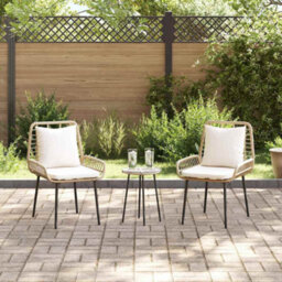 Berkfield Garden Dining Set 3 Pcs Brown, Black, Cream 35 X 35 X 45 Cm - thumbnail 4