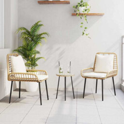 Berkfield Garden Dining Set 3 Pcs Brown, Black, Cream 35 X 35 X 45 Cm