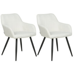 Beliani Set Of 2 Dining Chairs Casmalia Velvet Off-White - thumbnail 1