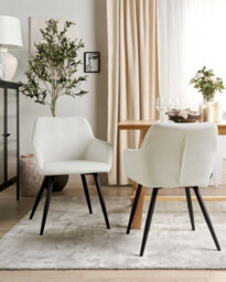Beliani Set Of 2 Dining Chairs Casmalia Velvet Off-White - thumbnail 2