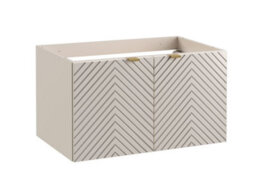 Impact Furniture Bathroom Vanity Unit With Sink Basin 800mm Modern Wall Hung Cabinet Herringbone Beige Cara - thumbnail 3