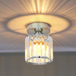 Modern Semi Flush Mount Crystal Ceiling Chandelier Light For Hallway Living Room Dining Room Chrome 2 Pack Without Bulb - thumbnail 2