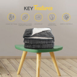 Monhouse Heated Throw - Electric Blanket - Digital Controller - 9Hr Timer, 9 Heat Settings - Double 150X200Cm - Grey Shearling - thumbnail 6