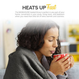 Monhouse Heated Throw - Electric Blanket - Digital Controller - 9Hr Timer, 9 Heat Settings - Double 150X200Cm - Grey Shearling - thumbnail 2