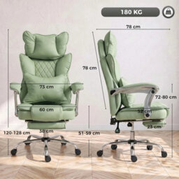 Big And Tall Office Chair With Lumbar Support, Light Green - thumbnail 2
