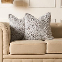 OHS 4 Pack Two Tone Faux Fur Fleece Filled Cushion Covers, Natural - 45 X 45Cm - thumbnail 2