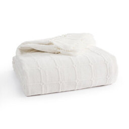 Ehc Cotton Woven Batten Throw, 178 X 254 Cm - Ivory
