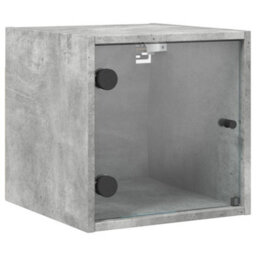 Berkfield Bedside Cabinets With Glass Doors 2 Pcs Concrete Grey 35X37X35 Cm - thumbnail 6