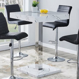 Furniture in Fashion Topaz High Gloss Bar Table Square In Vida Marble Effect - thumbnail 1