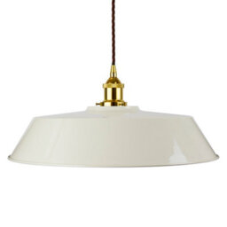 Clay White Large Chancery Painted Dome Pendant Light With Gold Lamp Holder And Brown Twisted Cable - Se Home - thumbnail 1