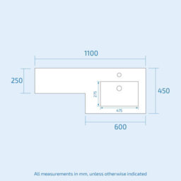 Nes Home Aric 1100mm White Gloss Vanity Unit Right Hand Basin Sink Furniture Cabinet - thumbnail 6