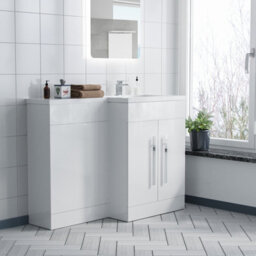 Nes Home Aric 1100mm White Gloss Vanity Unit Right Hand Basin Sink Furniture Cabinet - thumbnail 4