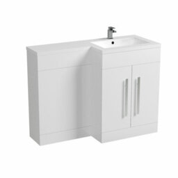 Nes Home Aric 1100mm White Gloss Vanity Unit Right Hand Basin Sink Furniture Cabinet - thumbnail 5