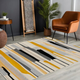Livabliss City-Modern Yellow Grey Beige Graphic Living Dining Bedroom Rug 200 X 275 Cm Easy Care, Non Shedding - thumbnail 2