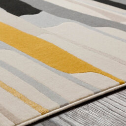 Livabliss City-Modern Yellow Grey Beige Graphic Living Dining Bedroom Rug 200 X 275 Cm Easy Care, Non Shedding - thumbnail 3