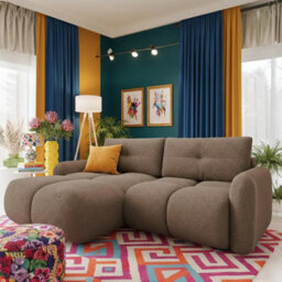 Sandy L Shaped Upholstered Corner Sofa Reversible Comfortable Pull Out Couch in Living Room Brown - thumbnail 1