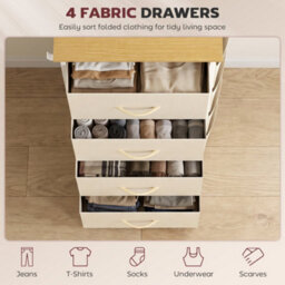 Homcom Fabric Chest Of Drawers, 4 Drawer Dresser For Bedroom, Beige - thumbnail 4