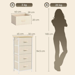 Homcom Fabric Chest Of Drawers, 4 Drawer Dresser For Bedroom, Beige - thumbnail 3