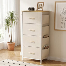 Homcom Fabric Chest Of Drawers, 4 Drawer Dresser For Bedroom, Beige - thumbnail 2