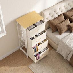 Homcom Fabric Chest Of Drawers, 4 Drawer Dresser For Bedroom, Beige - thumbnail 8