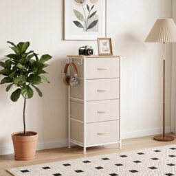 Homcom Fabric Chest Of Drawers, 4 Drawer Dresser For Bedroom, Beige - thumbnail 9