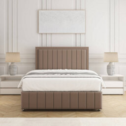 Bsspoke Sophia Divan Bed Set Mink Velvet 24Inch Panel Headboard & Footboard & 2 Drawers Same Side & Mattress In All Sizes - thumbnail 2