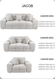Stratus Interiors Jacob Bubble Cloud Sofa Set - Black Plush Comfy Sofa, Modern Living Room Furniture - 3 Seater Sofa Set - Cream - thumbnail 6