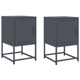 Berkfield Bedside Cabinets 2 Pcs Anthracite 36X39X60.5 Cm Steel - thumbnail 2