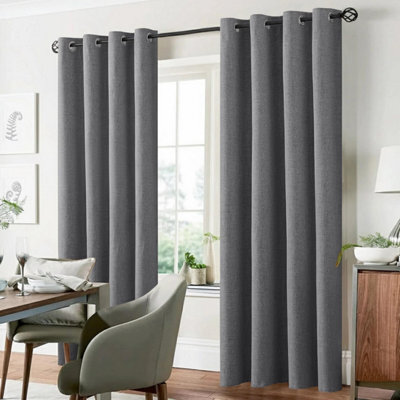 Ameha Charcoal 100%blackout Curtain 66''x72'' Soft Linen Texture Polyester Thermal Insulated Winter Summer Energy Saving Window Curtain - image 1
