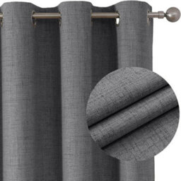 Ameha Charcoal 100%blackout Curtain 66''x72'' Soft Linen Texture Polyester Thermal Insulated Winter Summer Energy Saving Window Curtain - thumbnail 4